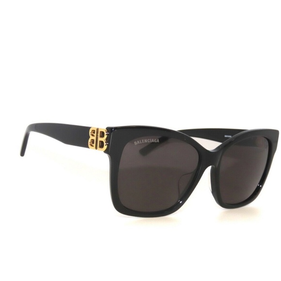 Balenciaga BB0102SA 0102S 001 Black Gold Gray Sunglasses - Picture 2 of 5